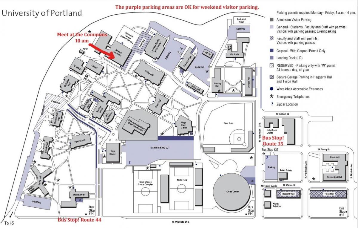 מפה של אוניברסיטת פורטלנד