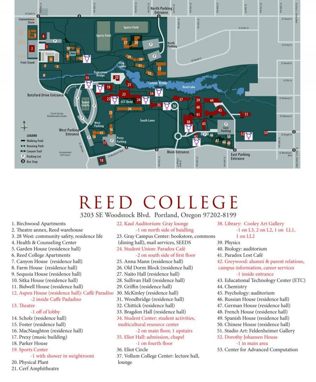 מפה של ריד קולג'